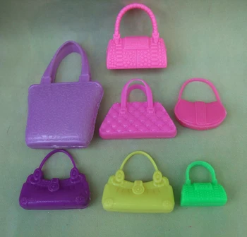 Doprava zadarmo farebné 7pieces/parcel plastové tašky na bábiku barbie príslušenstvo darček hračka pre dievča