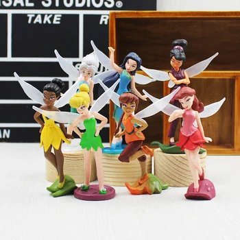 7Pcs/veľa Anime Tinkerbell Zberateľstvo Bábiky Nastaviť Tinker Bell Víly Pvc Akčné Figúrky Deti Hračky Pre dievča Deti