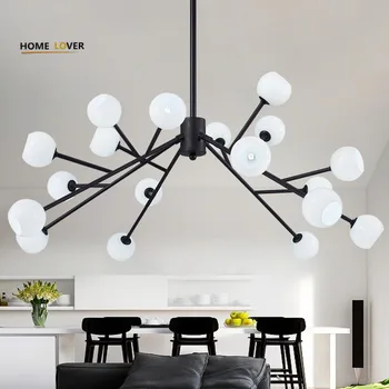 Kreatívny dizajn Moderný LED Čierne sklo prívesok svetlá lámp pre jedáleň, obývacia izba bar E27 bublina sklo svetla