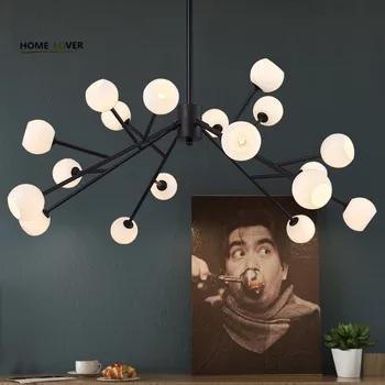 Kreatívny dizajn Moderný LED Čierne sklo prívesok svetlá lámp pre jedáleň, obývacia izba bar E27 bublina sklo svetla