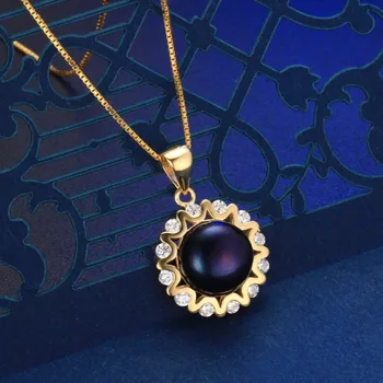 Dainashi elegantný oválny tvar striebornej a zlatej farby 925 sterling silver chlieb kolo skutočné prírodné perly prívesky s zirkón