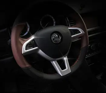 Pre Škoda Kodiaq 2017 2018 Matný ABS Chrome / Carbon fiber farebný plastový Interiér Volant, Kryt Rámu Dekor Trim 1 ks