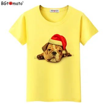 BGtomato T shirt Vianoce psa vtipné tričko ženy Krásne roztomilý módne tee tričko femme Pohodlné mäkké ležérny top tees