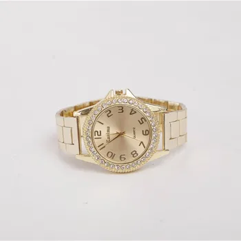 Luxusné Módne značky Ženy z nehrdzavejúcej ocele Zlaté Dámske Hodinky Quartz Hodinky reloj mujer Šaty Drahokamu Hodinky relogio feminino