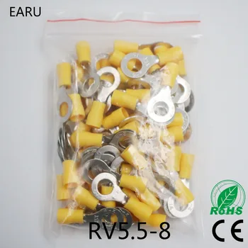 RV5.5-8 Žltý Krúžok izolované svorkovnice vyhovovali 4-Kábel 6mm2 vodičový kábel Krimpovacie Terminálu 50PCS/Pack RV5-8 RV