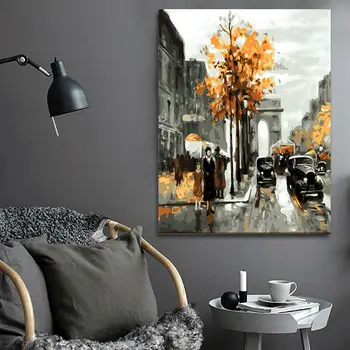 Diy olejomaľba Paríž Ulici digitálne maľovanie podľa čísel domov dekor pre obývacia izba diy digitálne maľovanie modulárny maľovanie