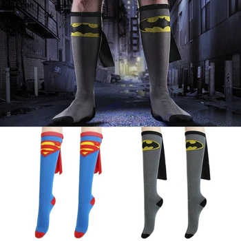 Super Hrdina Superman, Batman Kolená Vysoké S Cape Futbal Ponožky Cosplay Kostým