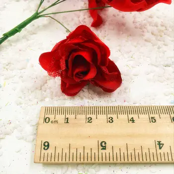 6 KS (5 cm/kvet) umelého hodvábu velvet kvety, kytice z ruží svadobné domácnosti ozdoby, kvety DIY veniec darčekovej krabičke