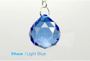 Top Kvalita 10PCS/veľa svetlo Modrej Farbe 30 mm crystal tvárou gule (Zadarmo krúžky)sklenený luster prívesky/ Crystal lampa Súčasti