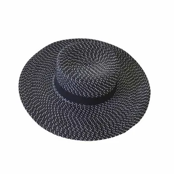 2017 Lete Zbrusu Nový Ženy Elegantnej Čiernej a Bielej Ploché Slnečné Klobúk Luk Slamené Klobúky, Módne Capeline Chapeaux Femme Pláž Hat