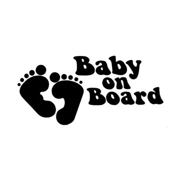19*9 CM Baby Na Palube S Baby Nohy Cartoon Bezpečnosti Prihlásiť Odtlačkový Vinyl Creative Auto Okno Nálepky Čierna/Strieborná C9-0007