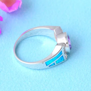 Móda Opal krúžky Fina Šperky dámske prstene Blue Fire Opal Mincový Striebro Prekrytie Fialová zircnia OR795