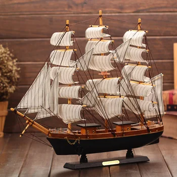 Drevené Lode Model Námorných Výzdoba Domov Remesiel Figúrky Miniatúr, Morská Modrá Drevené Plachetnice Dreva Loď Dekorácie Remeslá