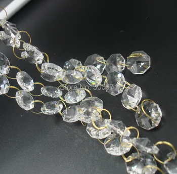 50M/veľa, Crystal svadobný Veniec perličiek Prameňov so zlatými krúžkami konektory na Svadobné & Home party prípade Dekorácie