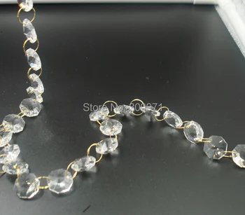 50M/veľa, Crystal svadobný Veniec perličiek Prameňov so zlatými krúžkami konektory na Svadobné & Home party prípade Dekorácie
