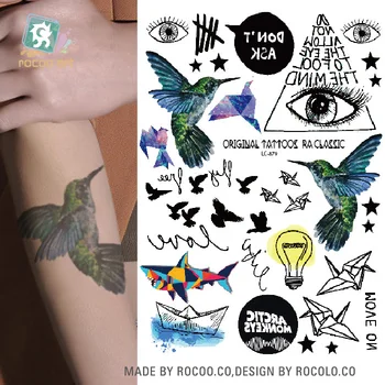 Rocooart LC879 Multi Style Tatuajes Falošné Tetovanie Body Art Dočasné Tetovanie Nálepka Pre Ženy Flash Tatuagem Strane Taty Vták Tetovanie