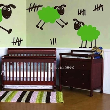 Happy Sheep Wall Decals Vlastnú Farbu Samolepky na Stenu Pre Deti Detská Izba Detská Stena Tetovanie Adesivo de Parede Muraux A584