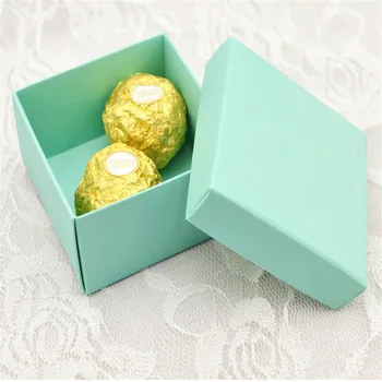 10pcs/veľa Tiffany Modrá Svadobné Party Dekorácie, Cukrovinky Box S Bielou Stuhou DIY Krásne Šperky Darčekovej krabičke 6.5*6.5*3.8 cm