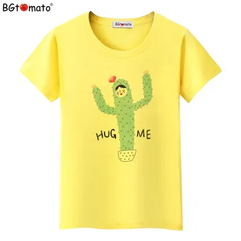 BGtomato Cartoon kaktus Objať ma T-shirts Ženy Úplne nové krásne letné topy Pohode tees Hot predaj osobnosti tvorivý košele