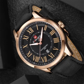 2018 NAVIFORCE Pôvodnej Značky Mužov Quartz Hodinky Rímske číslice Mužov Hodiny PU Starp Luxusné Muž Business Nepremokavé Náramkové hodinky