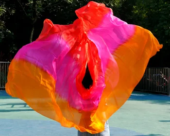 2017 dizajn reálne hodváb, brušný tanec závoj, lacné dance závoje,stiahnite perut kostum závoj veľkoobchod 250 270*114 cm orange rose red