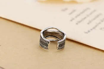 925 Sterling Silver Viacvrstvových Osobné Prstene Pre Ženy Vianočný Darček Prst Prsteň Módne mincový striebro-šperky