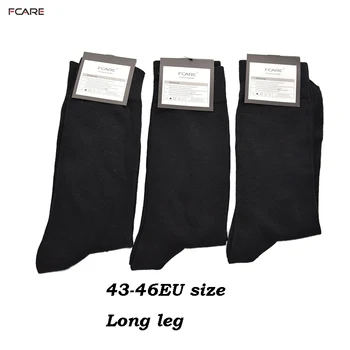Fcare 6PCS=3 páry pánske bavlnené čierne šaty ponožky 43, 44, 45, 46 plus veľkosť big posádky ponožky