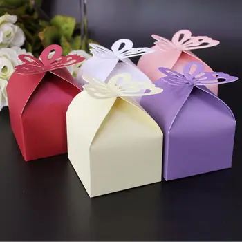 Motýľ námestie Laserom Rezané papierové cukríky, čokolády darčeka pre svadby, narodeniny tea party prospech