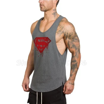 Značka Superman Vesta Telocvične Stringer Tričko bez Rukávov Kulturistike oblečenie, Fitness tielko Mužov športové Tielko