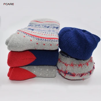 Fcare 4PCS=2 pack 39, 40, 41, 42 modrá, šedá bavlna tepelnej teplé zimné ponožky sokken tepelnej muži ženy pár ponožky