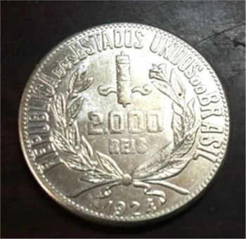 1924 Brazília 2000 Reis Strieborné Pozlátené MINCE