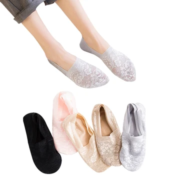 1 Pár Módnych Ženy Letné Štýl Čipky Kvet Krátke Ponožky Dievčatá protišmykových Neviditeľné Ponožky Priedušná Calcetines Meias 2018