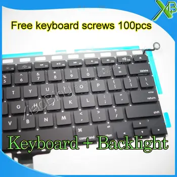 Zbrusu Nový US klávesnica+Podsvietenie Podsvietený+100ks klávesnice skrutky Pre MacBook Pro 13,3