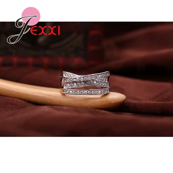 JEXXI 925 Sterling Silver Krúžky Pre Ženy/Dievčatá S Top Kvalita AAA+ Austrain Drahokamu Originálne Svadobné Zapojenie anillos