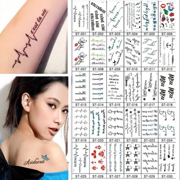 30pcs/set Dočasné Tetovanie Nálepky Abeceda Písmená Cat Dizajn Falošné Tetovanie pre Mužov, Ženy Tatouage Temporaire