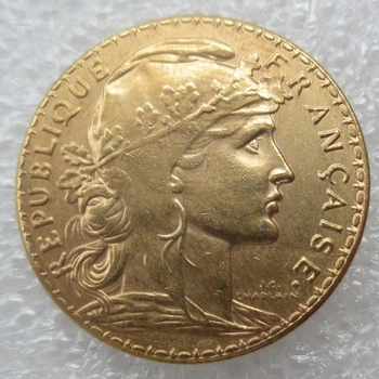 1907 Francúzsko 20 Frank Kohút Zlatý Kópiu Mince Doprava Zadarmo