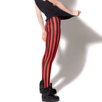 Zvislý Pruh Leginy 3d Vytlačené Ženy Black Red Punk Rock Štýl Sexy Legíny Sa Dvere, Nové Módne Oblečenie Lady Costumn