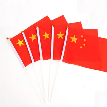 21*14 cm ČÍNA štátna vlajka ČÍNSKA vlajky, ruky, mávali vlajkami S Plastovými Stožiare Pre Športové Činnosti domova 5 ks