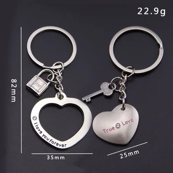 Kórejský pár Keychain kreatívny darček prívesok kovový kľúč zámok pracky Keychain vlastné logo