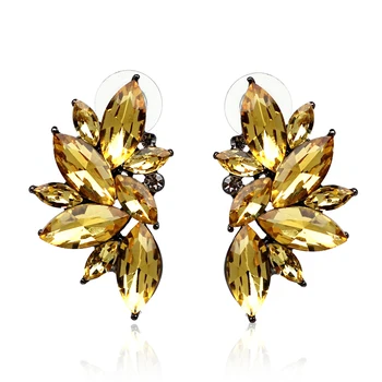 2017 Nový Príchod Módne Gem Crystal Leaf Stud Náušnice Pre Ženy Módnej Značky Strany Earings Šperky Obľúbený Darček Veľkoobchod
