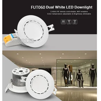 Milight 6W LED Downlight AC86-265V FUT060/FUT068 Dual Biela, RGB+SCS Led panel svetlo stmievateľné&FUT092/FUT005 diaľkové