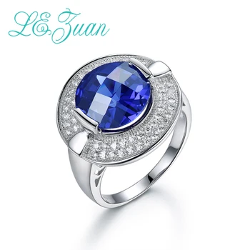 L&zuan Výročie Svadby Darček 925 Sterling Silver Krúžky 6.82 ct Sapphire Romantický Luxusný Prsteň Jemné Šperky Pre Ženy R0047-W02