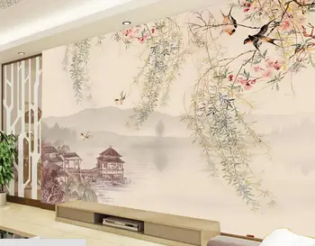 Vlastné 3d nástenná maľba,willow tree lastovičky tradičné Čínske maľby, tapety,obývacia izba gauč tv steny, spálne, abstraktných de parede