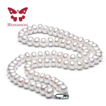 Biele Prírodné Sladkovodné Perlový Náhrdelník Pre Ženy 8-9 mm Náhrdelník Korálky Šperky 40 cm/45 cm/50 cm Dĺžka Náhrdelník Módne Šperky
