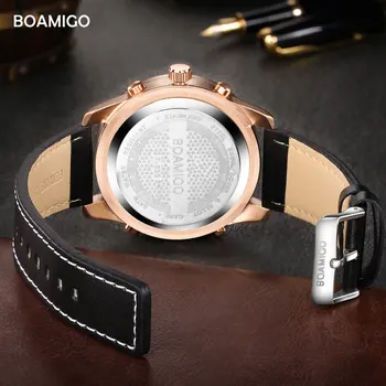 BOAMIGO mužov sledovať top Značky Luxusné creative móde príležitostné športové hodinky digitálne analógový quartz hodinky kožené relogio masculino