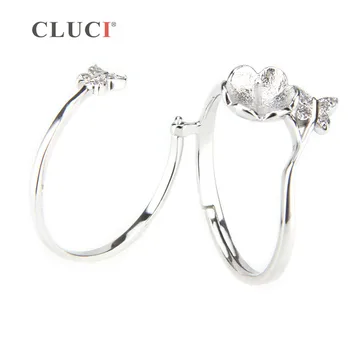 CLUCI Motýľ charms 925 sterling silver nastaviteľné perly krúžky príslušenstvo, dvojaký účel jedného prsta a dvojité prsty