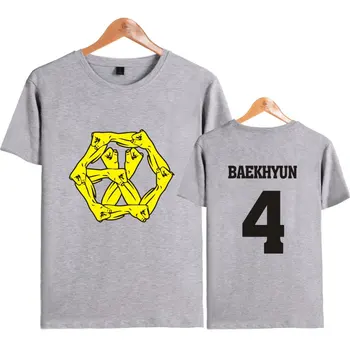 EXO EXO-M EXO-K Členské Meno tlač tee Letné Tričko Krátky Rukáv Tees módne EXO T-shirt Bavlna tees Móda