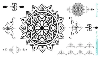 5 listy Krásne Flash Black Mandala Kvet Dočasné Tetovanie Obľúbené Kovové Zlato a Striebro Henna Tetovanie Tela Pre Ženy