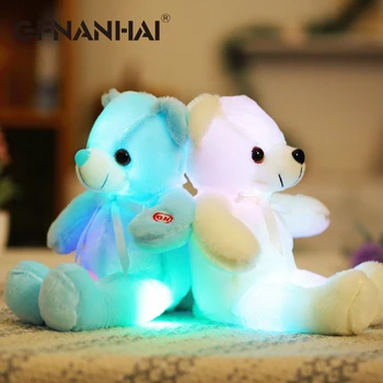 1pc 32 cm roztomilé farebné Svetelné macko plyšové hračky plyšové mäkké kawaii bábiky LED svetlo nesie dieťa deti k narodeninám