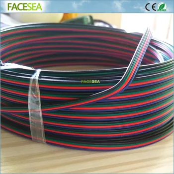 100M 4 Pin kábel Rozšírenie RGB vodičový Kábel Modrá/Červená/Zelená/Čierna, 4 Farby 22AWG Pre 3528 5050 RGB LED Pás DHL Zadarmo
